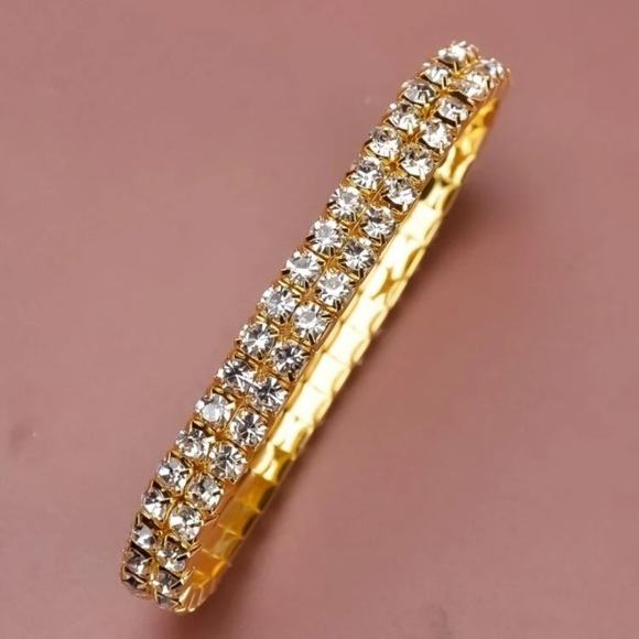 Glamorous Gold/Silver Rhinestone Bracelet - Picture 5 of 12